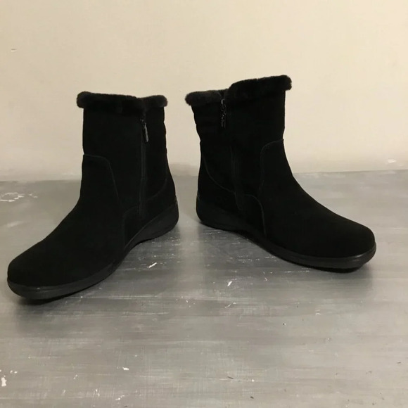 NWOT AQUA COLLÉGE Waterproof  Aquaprotect Suede Leather Black Boots Sz 10 M - Picture 1 of 13